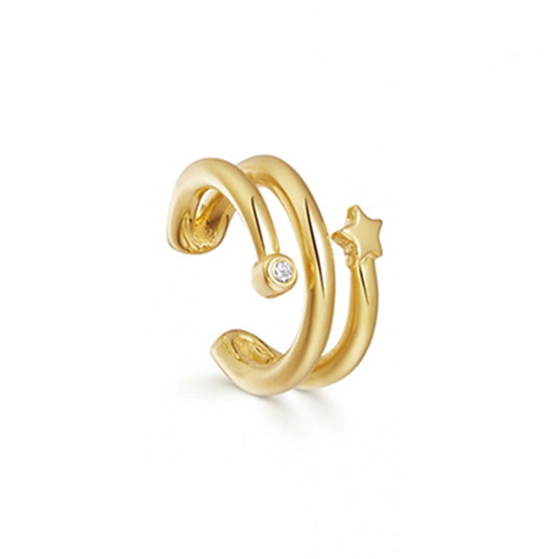 Light Luxury Zircon Inlaid 18K Gold Copper Ear Clip for Unisex