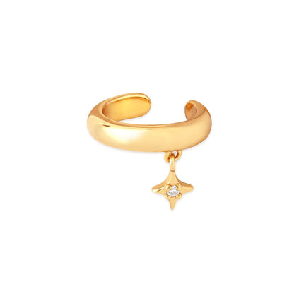 Light Luxury Zircon Inlaid 18K Gold Copper Ear Clip for Unisex