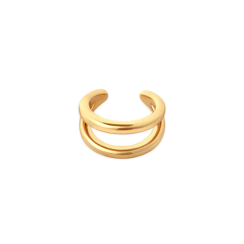 Light Luxury Zircon Inlaid 18K Gold Copper Ear Clip for Unisex