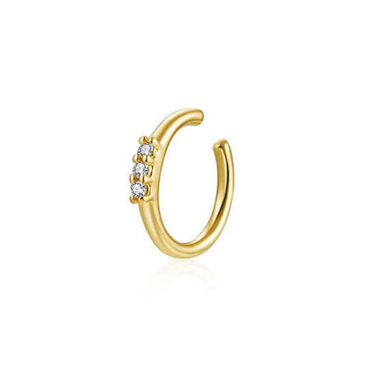 Light Luxury Zircon Inlaid 18K Gold Copper Ear Clip for Unisex