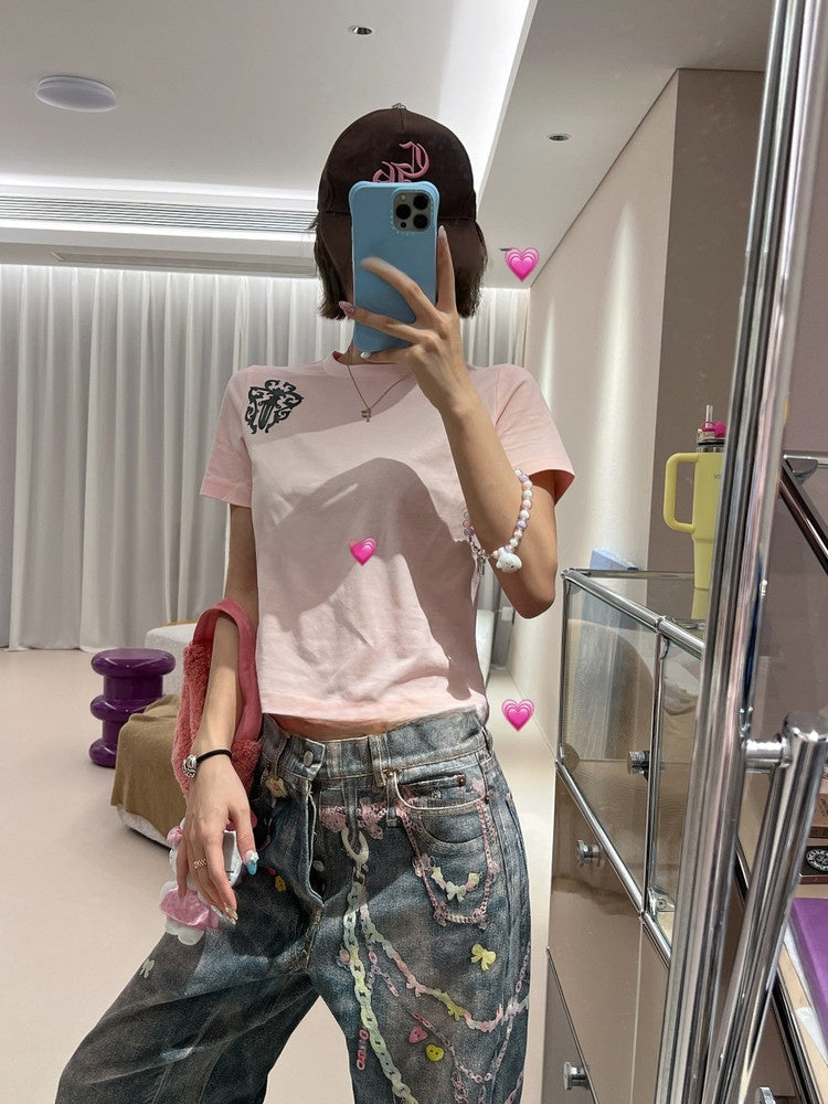 Light pink short-sleeved shirt