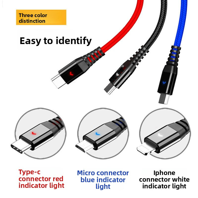 Lighted One-To-Three Data Cable