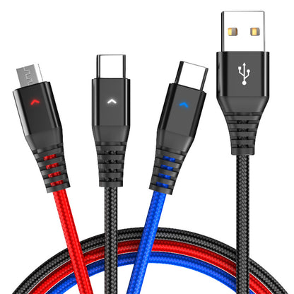Lighted One-To-Three Data Cable