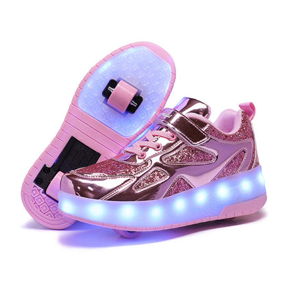 Lighting-illuminated roller skates