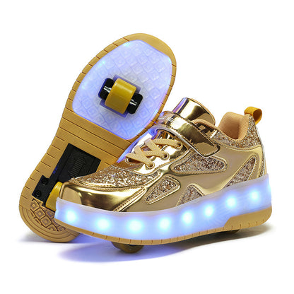 Lighting-illuminated roller skates