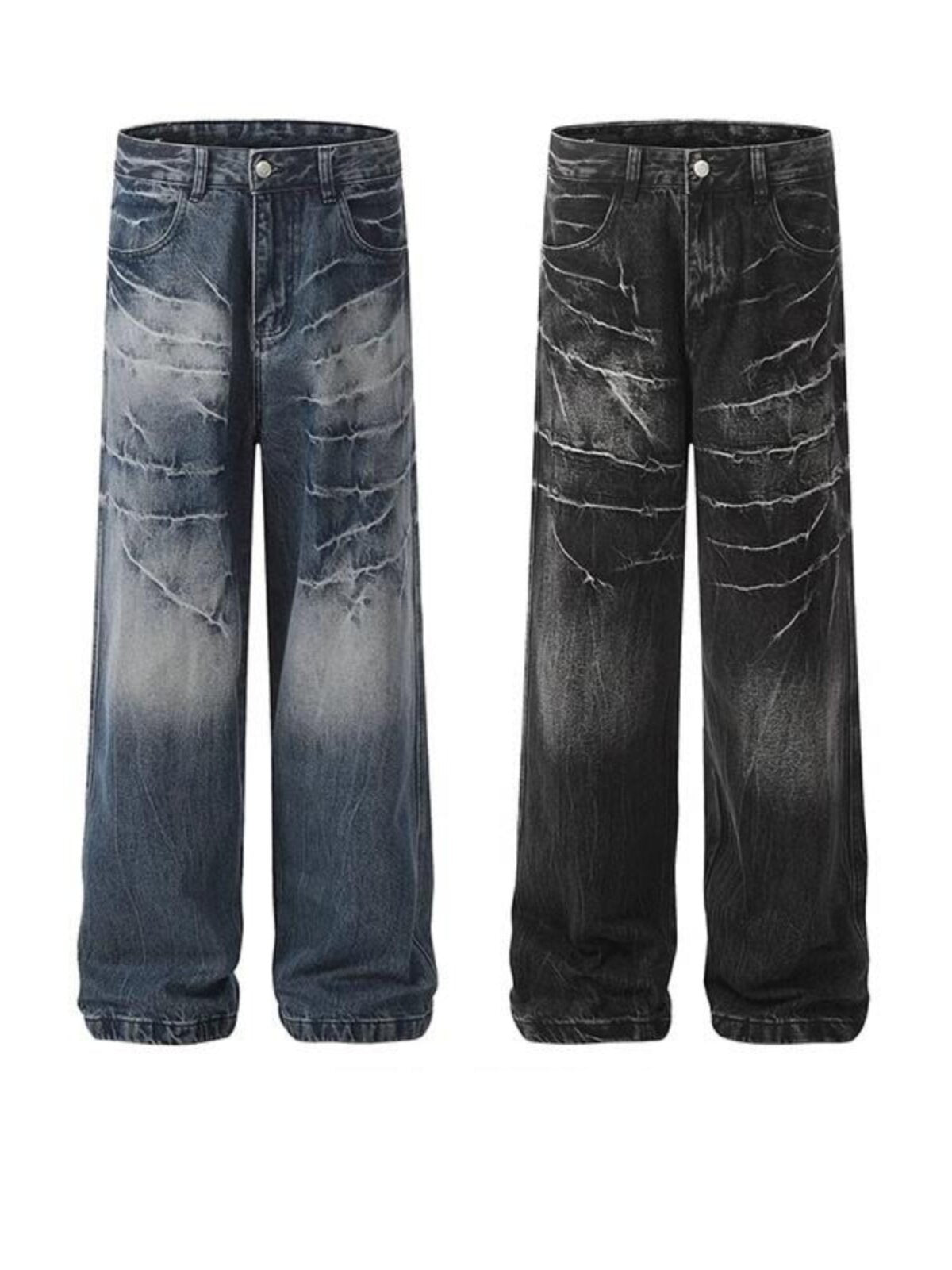 Lightning stripe washed straight leg jeans