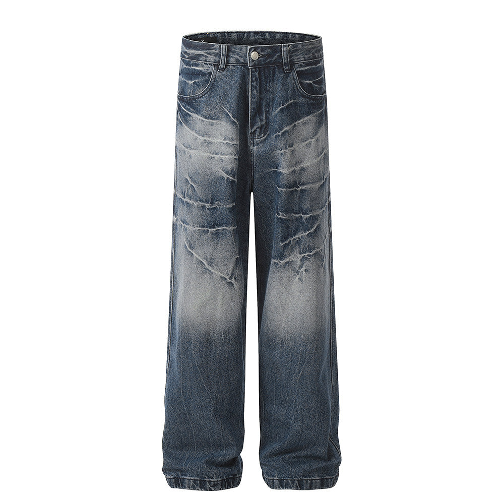 Lightning stripe washed straight leg jeans