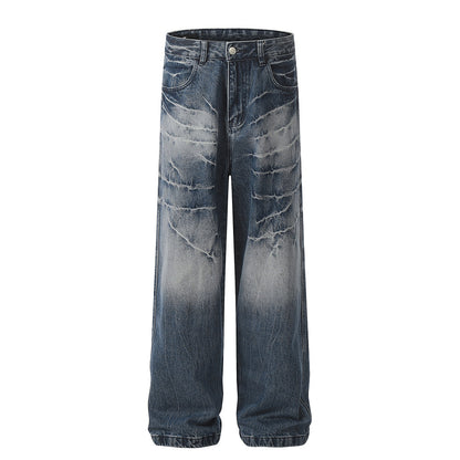 Lightning stripe washed straight leg jeans