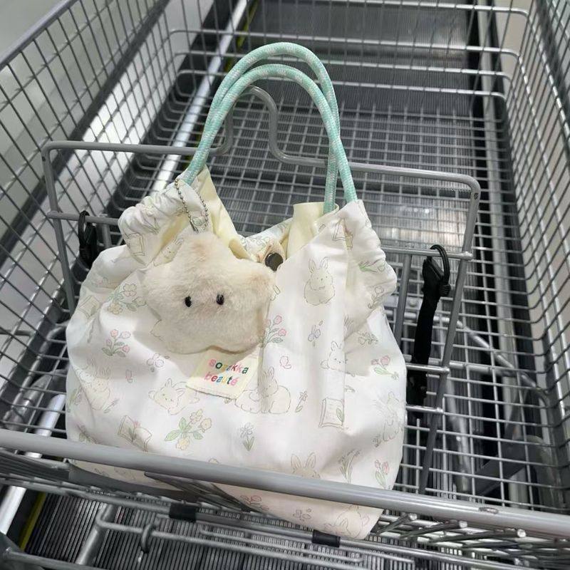 Lightweight Canvas Tote Bag with Decorative Charm