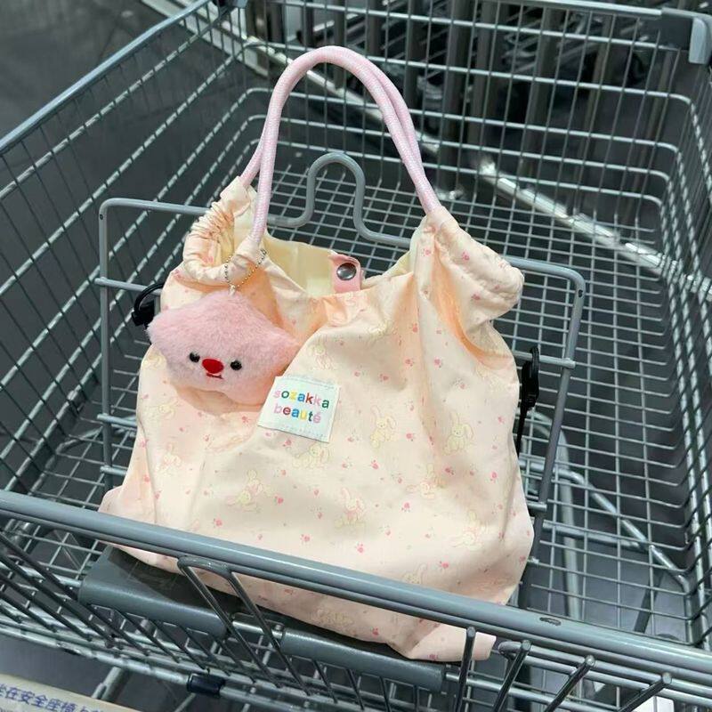 Lightweight Canvas Tote Bag with Decorative Charm