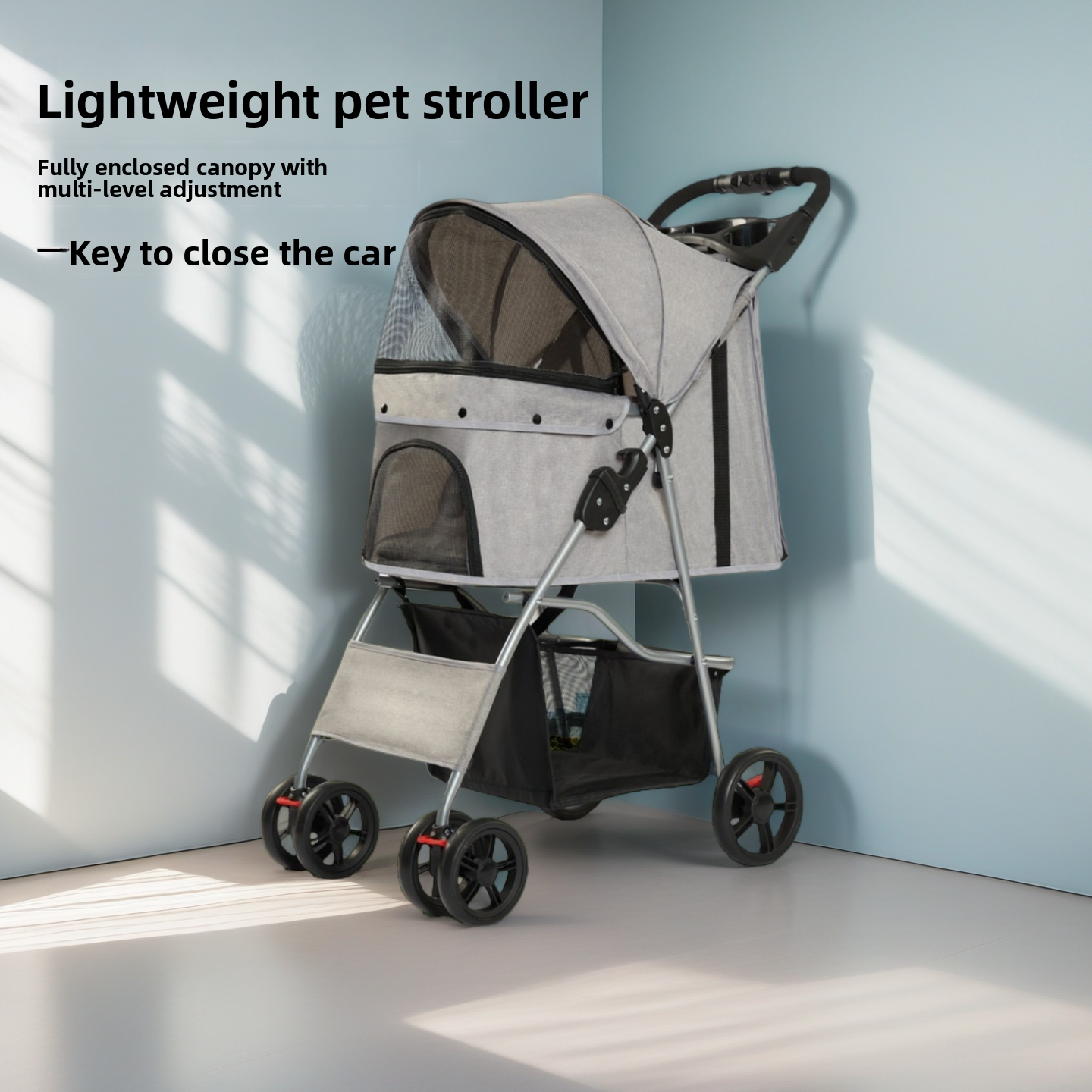 Lightweight folding pet stroller