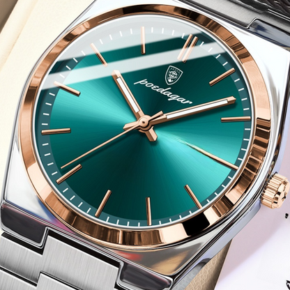 Lightweight Men's Quartz Watch with Stainless Steel Band