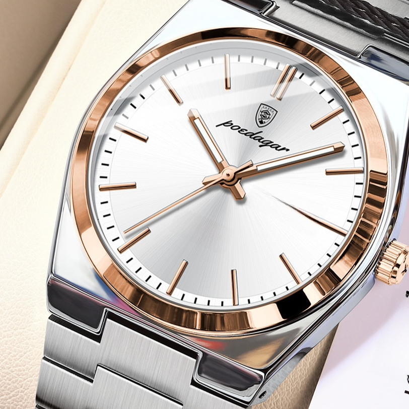 Lightweight Men's Quartz Watch with Stainless Steel Band