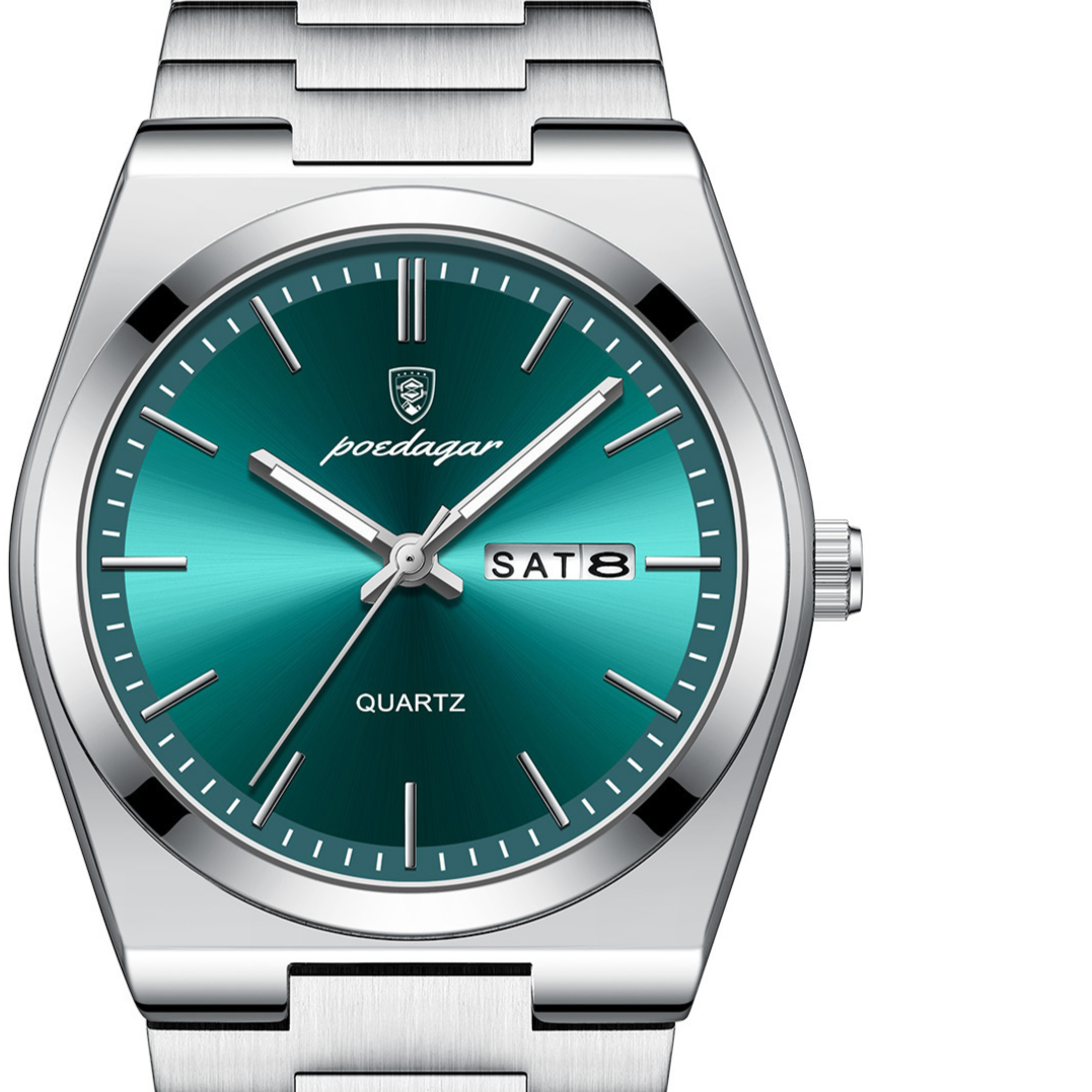 Lightweight Men's Quartz Watch with Stainless Steel Band