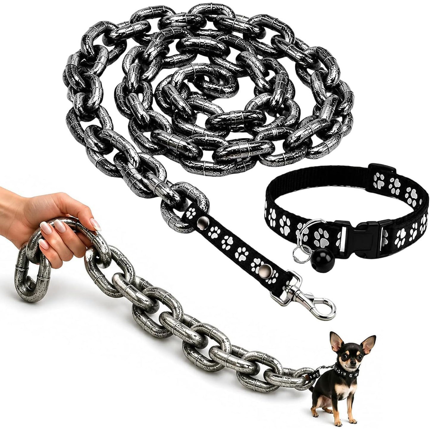 Lightweight Plastic Imitation Heavy-Duty Pet Leash, Funny Realistic Giant Chain Dog Leash, Suitable for Small Dogs and Cats