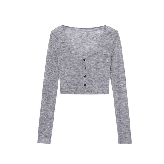 Lightweight Tencel Cotton V-neck Knitted Cardigan