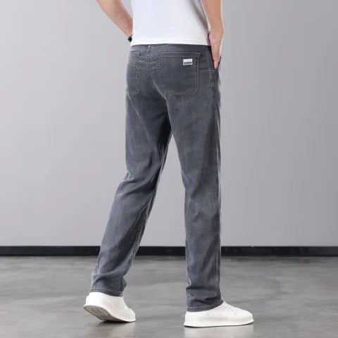 Lightweight Tencel Jeans Straight Wide-Leg Pants