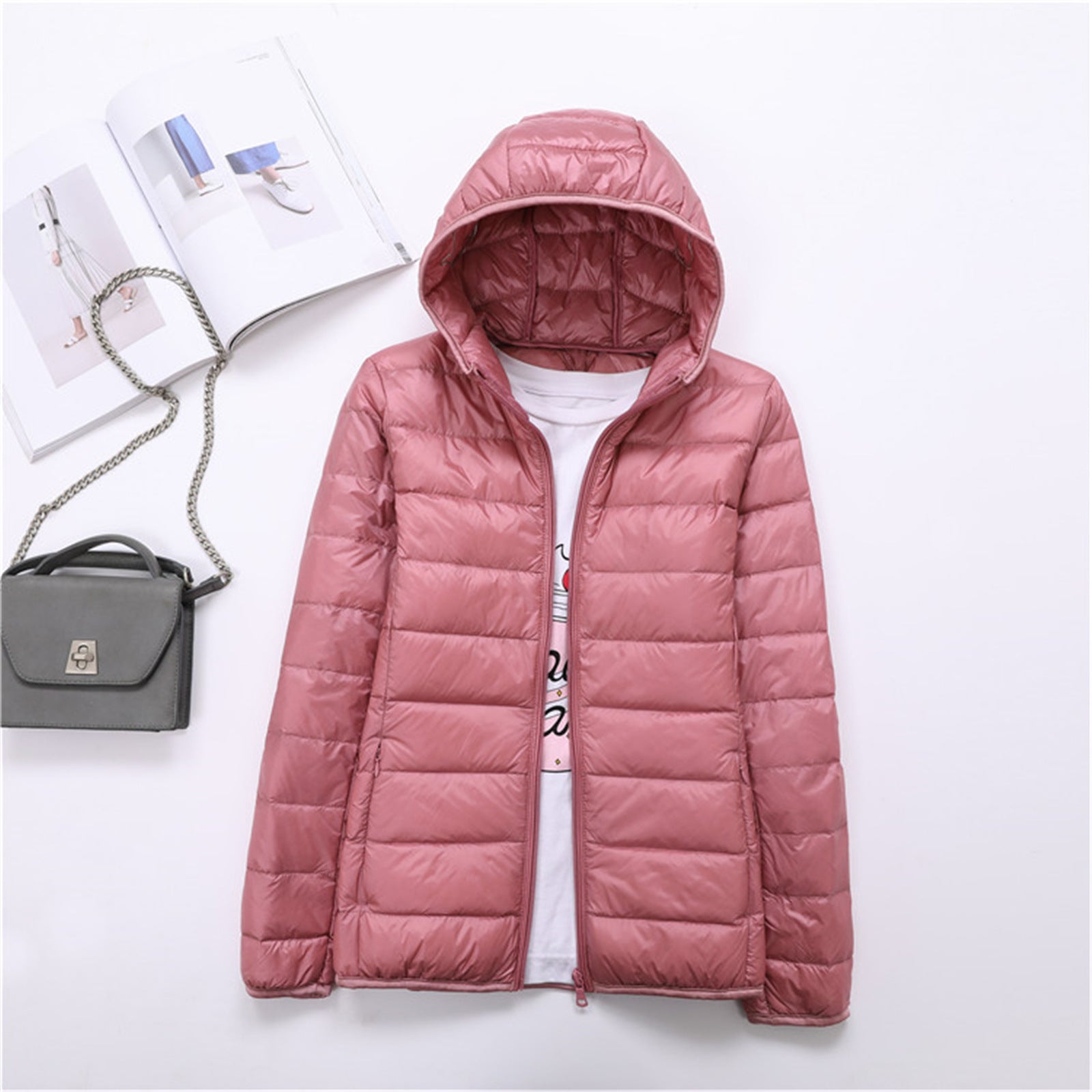Lightweight Womens Down Jacket with Hood