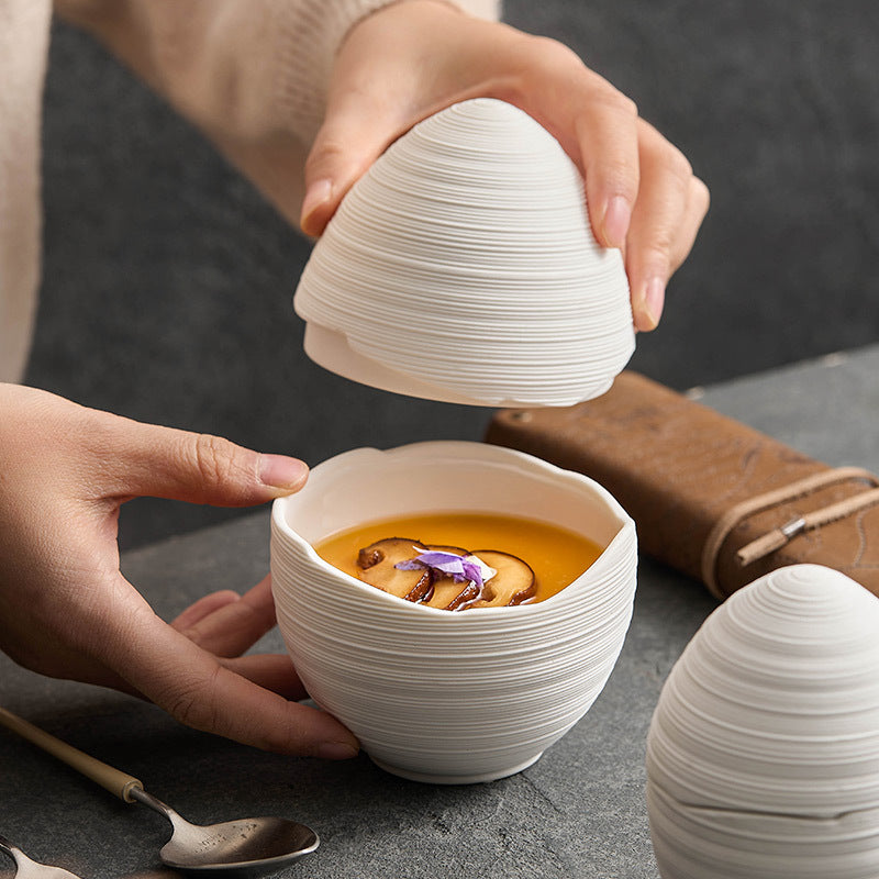 Line Pattern Ceramic Egg Cup