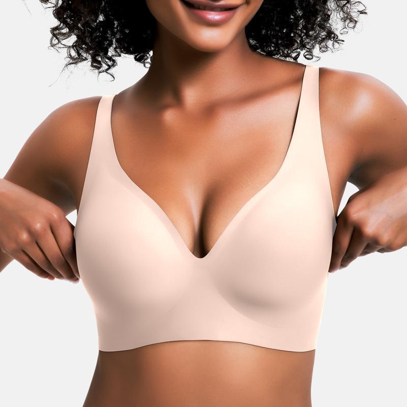 Linear bra with compression feature