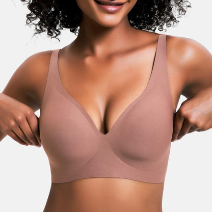 Linear bra with compression feature