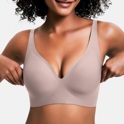 Linear bra with compression feature