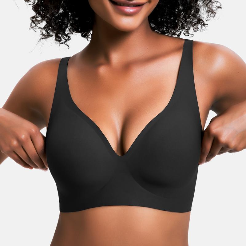 Linear bra with compression feature