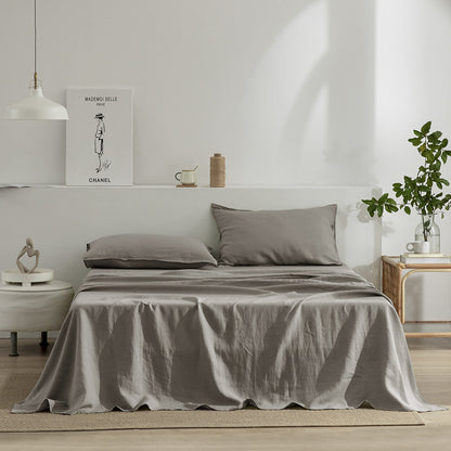 Linen Bed Sheet and Pillowcase Set