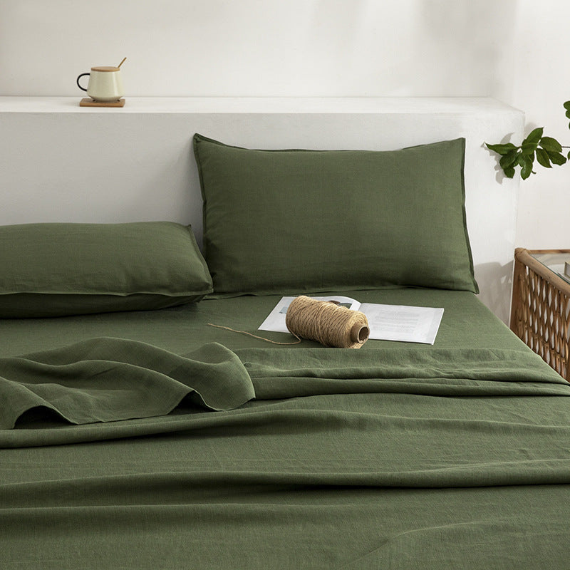 Linen Bed Sheet and Pillowcase Set