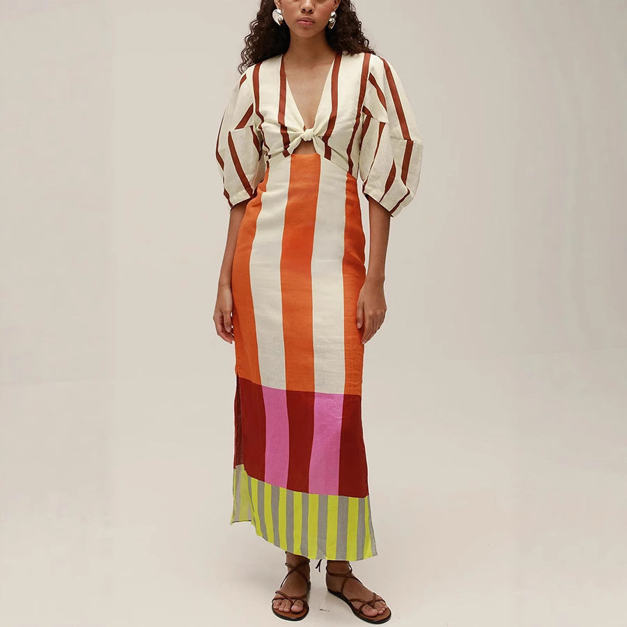 Linen Blend Floral Print Casual Dress