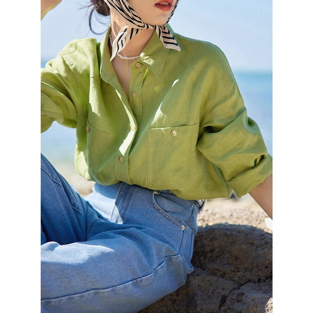 Linen Blend Long Sleeve Shirt
