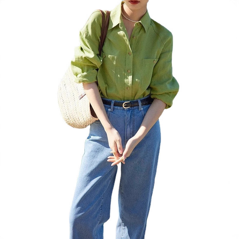 Linen Blend Long Sleeve Shirt