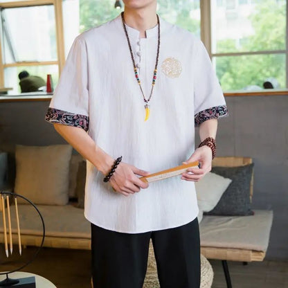 Linen Cotton Blend Short Sleeve T-Shirt
