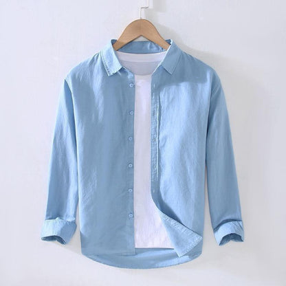 Linen Cotton Shirt Men Long Sleeve Casual