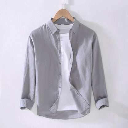 Linen Cotton Shirt Men Long Sleeve Casual