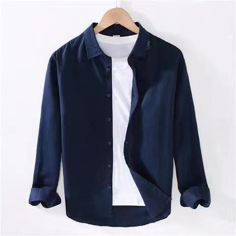 Linen Cotton Shirt Men Long Sleeve Casual