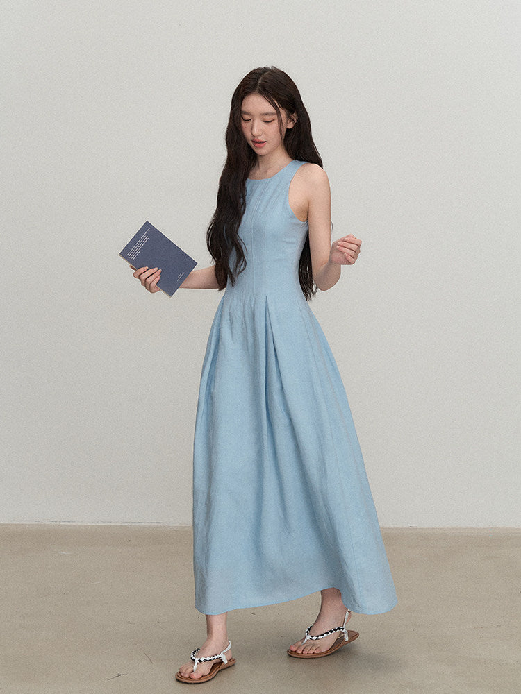 Linen Dress for Women, White Sleeveless Dress