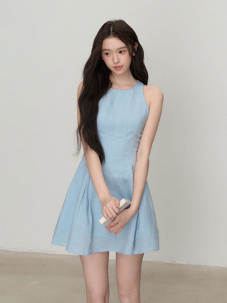 Linen Dress for Women, White Sleeveless Dress