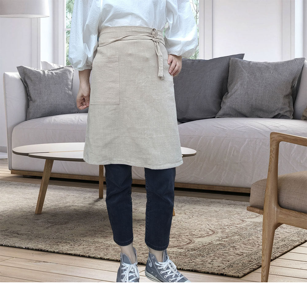 Linen Half Apron with Pocket