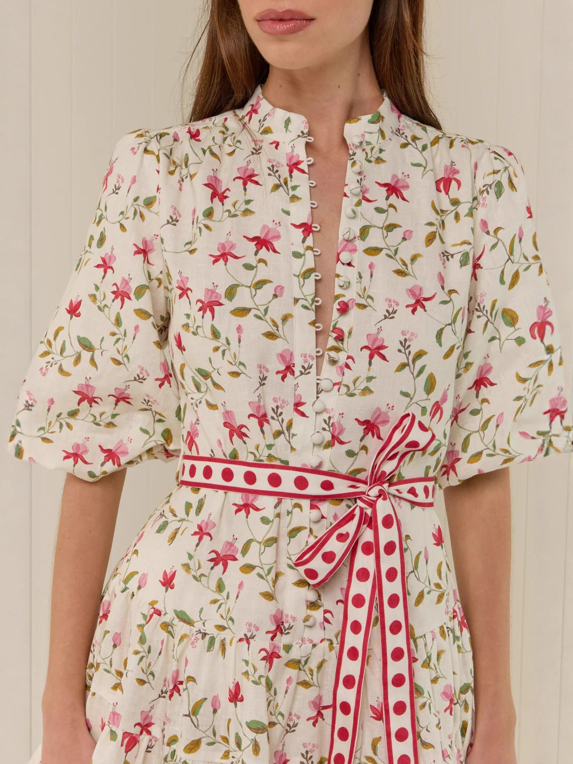 Linen Lace-Up Mini Dress
