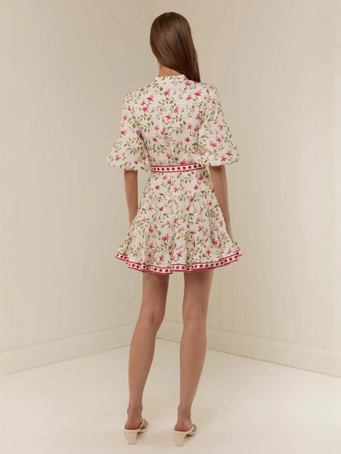 Linen Lace-Up Mini Dress