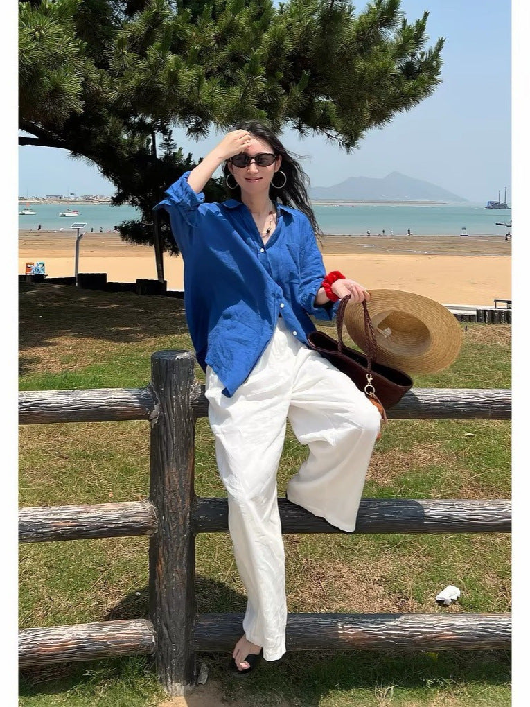 Linen Long Sleeve Shirt for Women