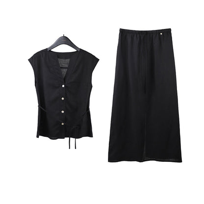 Linen Shirt & Skirt Casual Set