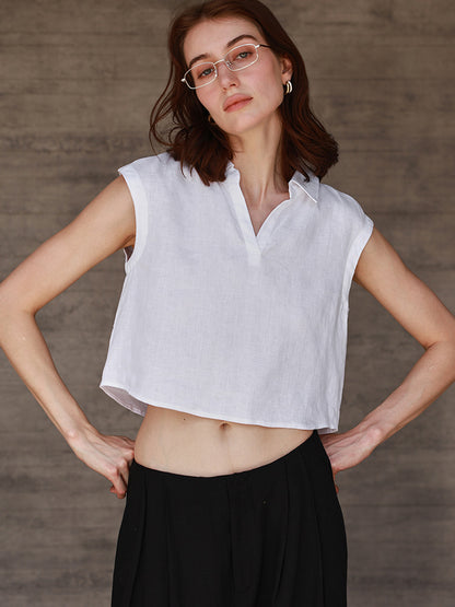 Linen Sleeveless Vest Shirt