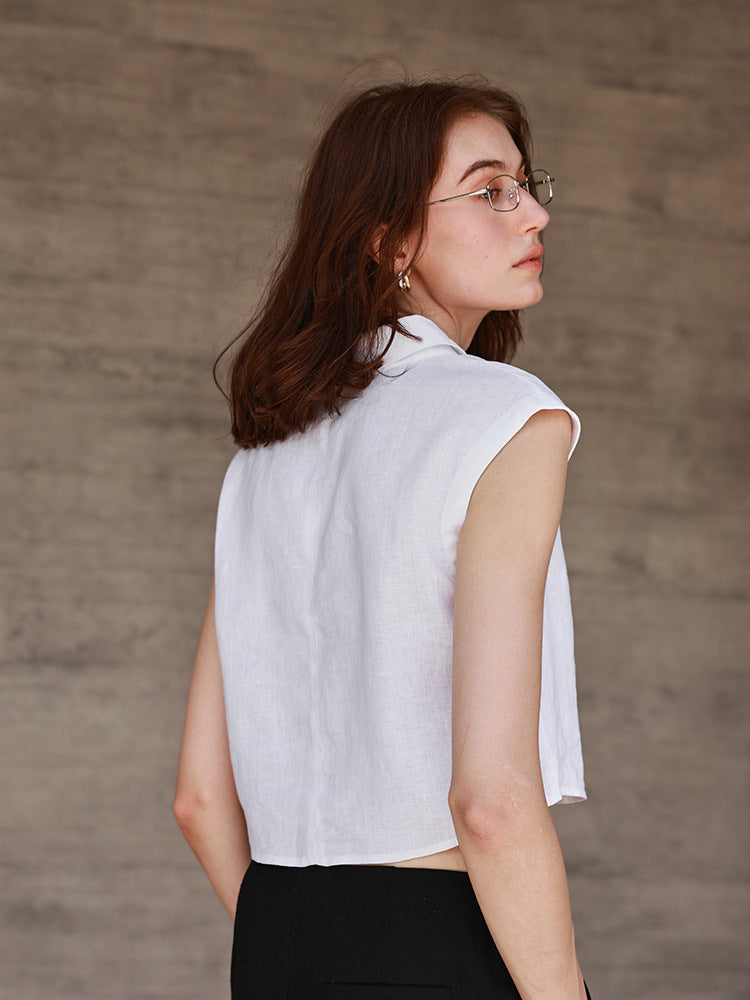 Linen Sleeveless Vest Shirt