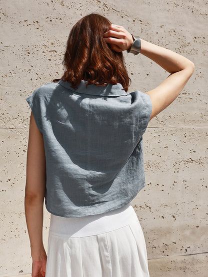 Linen Sleeveless Vest Shirt