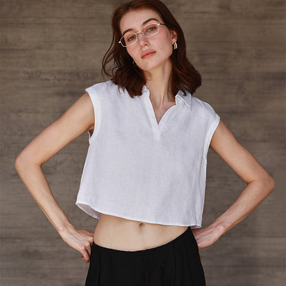 Linen Sleeveless Vest Shirt