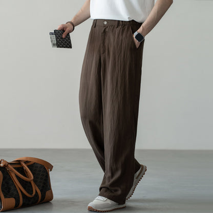 Linen Straight-Leg Casual Trousers