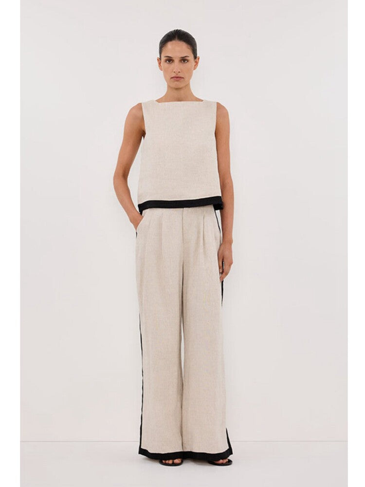 Linen Two Piece Set with Vest and Pants