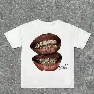 Lip Print Crew Neck Casual Short Sleeve T-Shirt